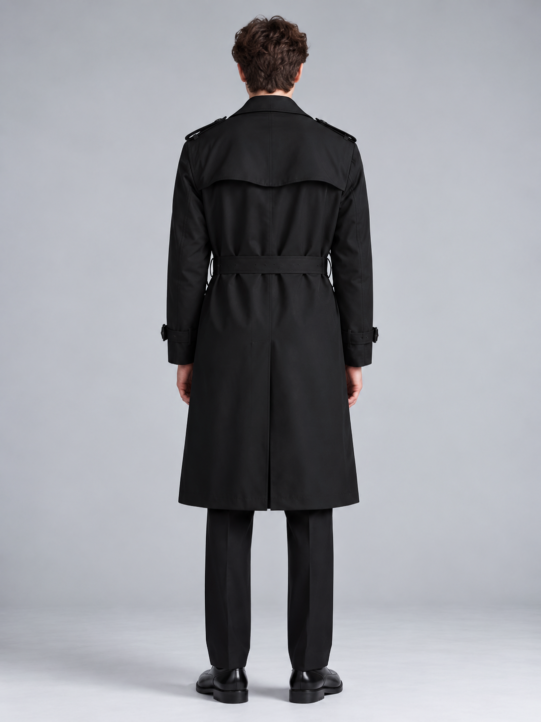 Arthur | Men’s Double-Breasted Trench Coat | Waist Belt Notched Collar Everyday Wear - black, image 10 - Glorysoul