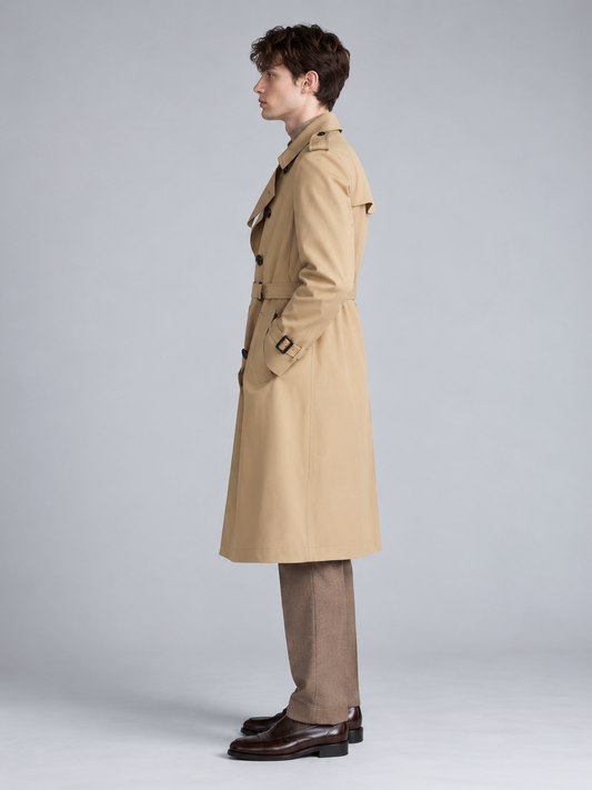 Arthur | Men’s Double-Breasted Trench Coat | Waist Belt Notched Collar Everyday Wear - khaki, image 02 - Glorysoul