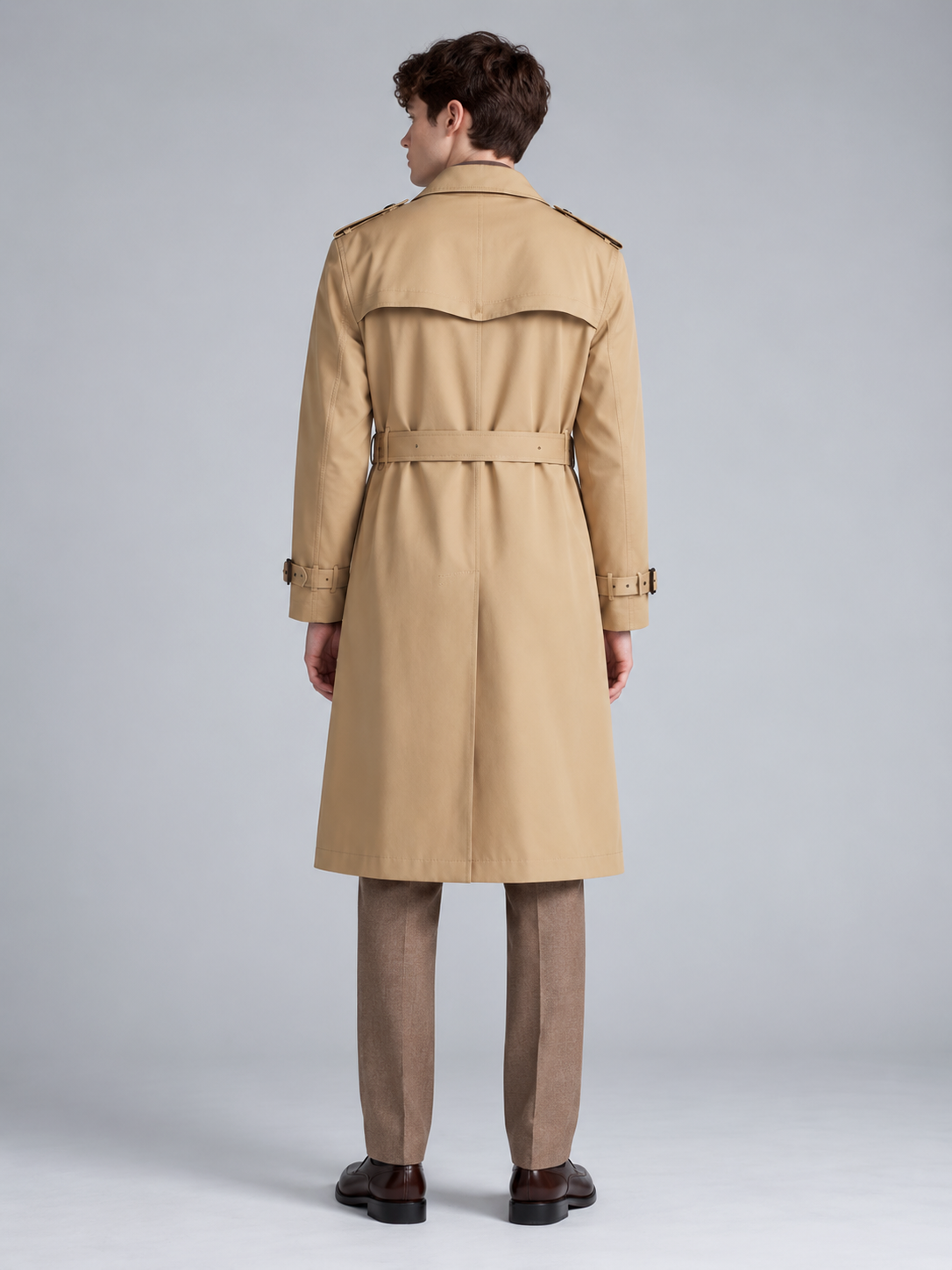 Arthur | Men’s Double-Breasted Trench Coat | Waist Belt Notched Collar Everyday Wear - khaki, image 04 - Glorysoul
