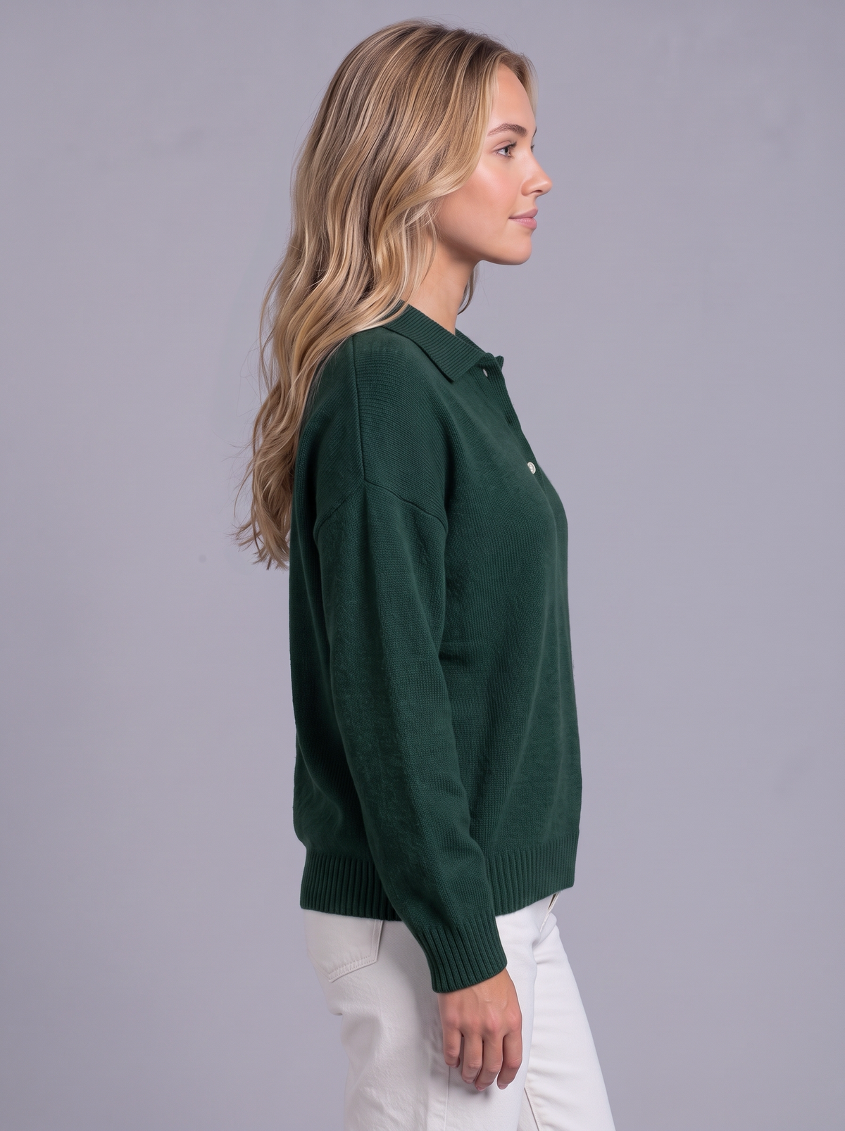 Ava | Women’s Polo Collar Jumper | Button Neck Ribbed Cuffs Everyday Wear - green, image 20 - Glorysoul