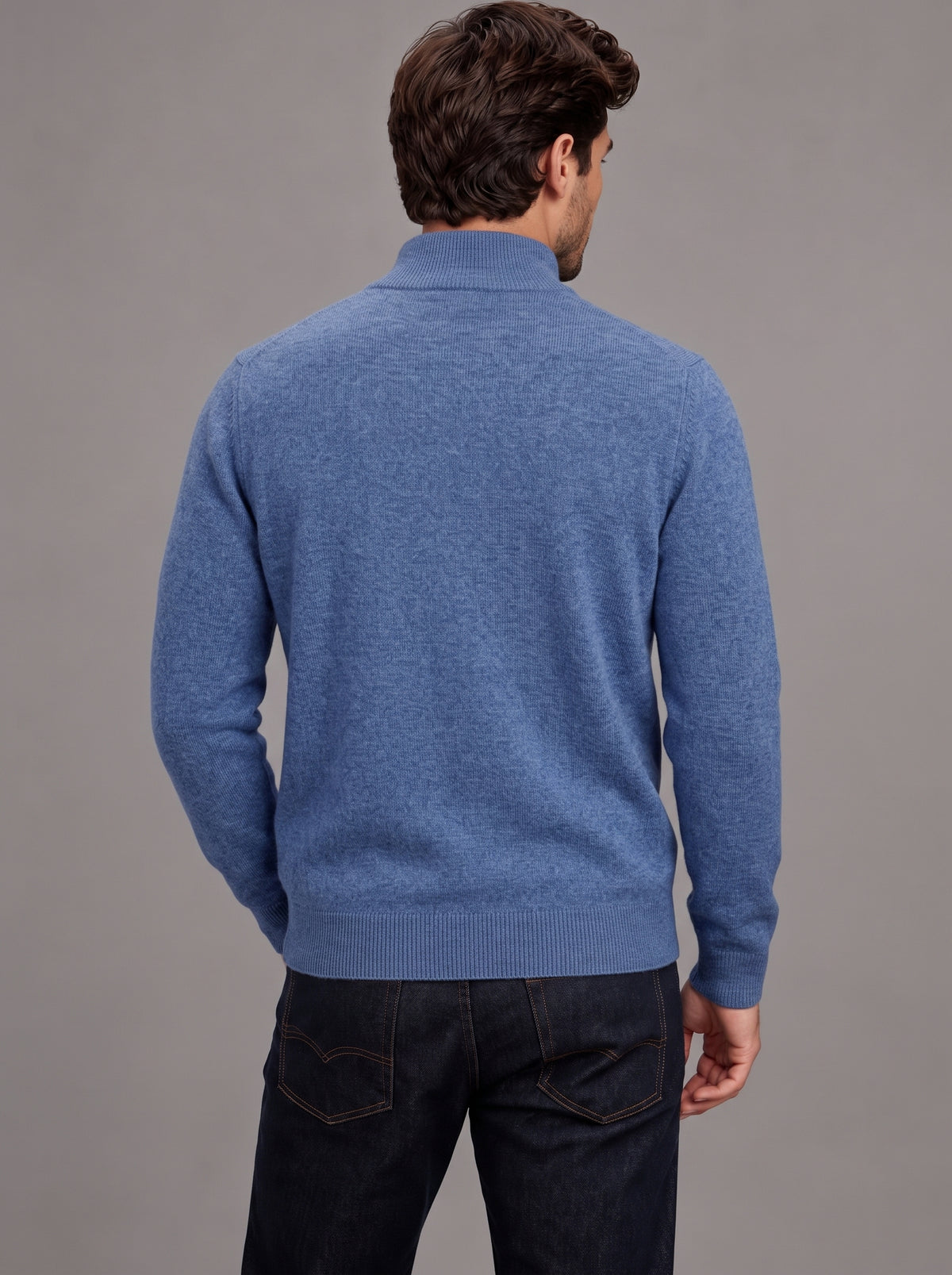 Edward | Men’s Quarter-Zip Jumper | Stand Collar Ribbed Hem Everyday Wear - navy blue, image 15 - Glorysoul