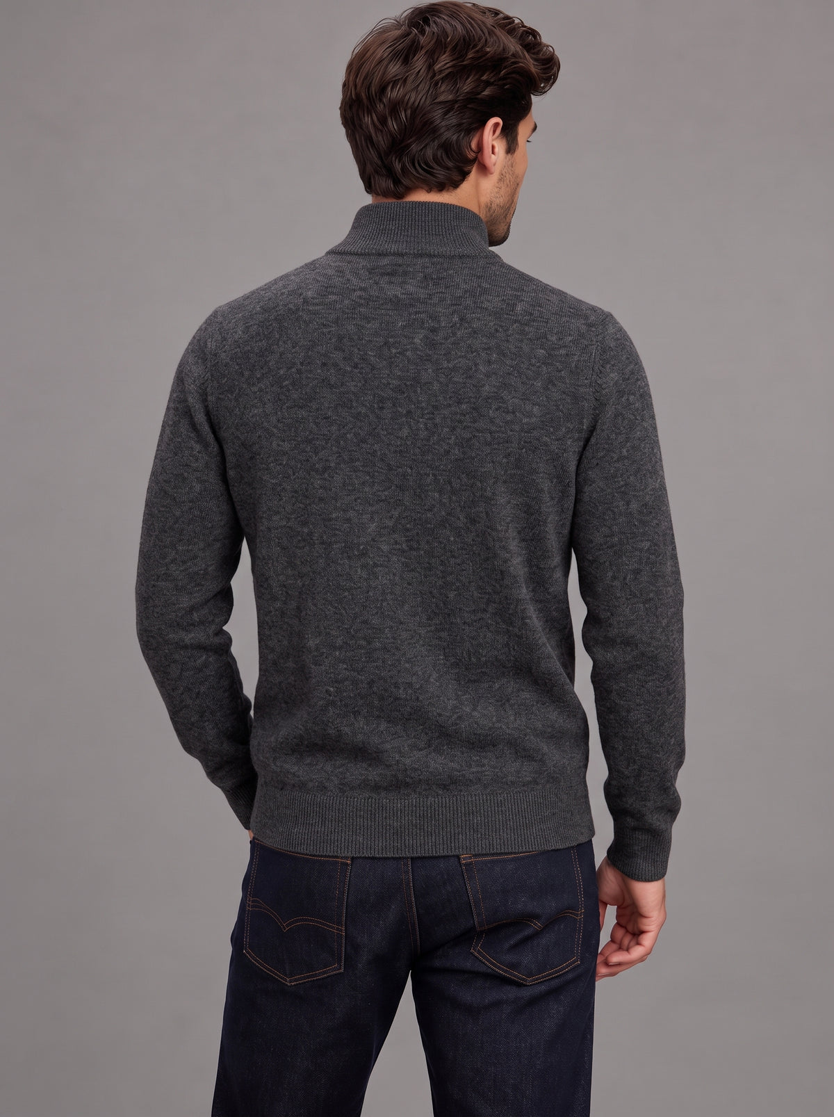 Edward | Men’s Quarter-Zip Jumper | Stand Collar Ribbed Hem Everyday Wear - slate grey, image 30 - Glorysoul