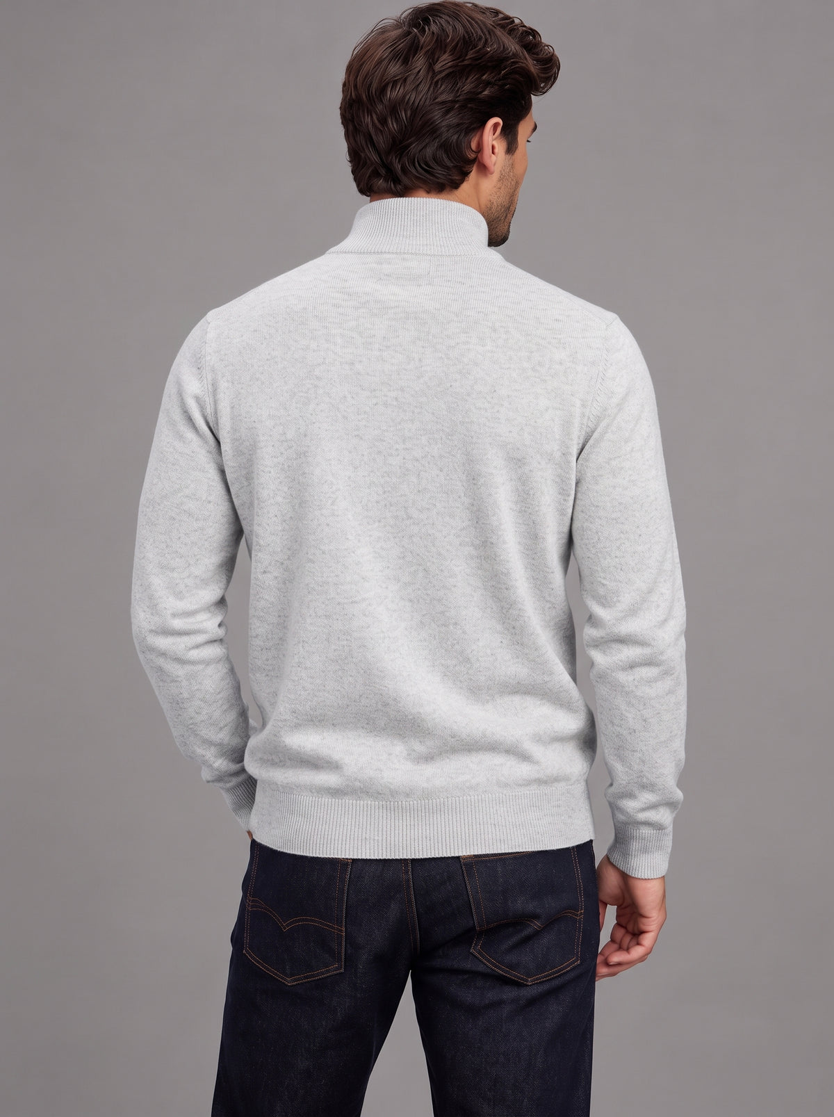 Edward | Men’s Quarter-Zip Jumper | Stand Collar Ribbed Hem Everyday Wear - white, image 28 - Glorysoul