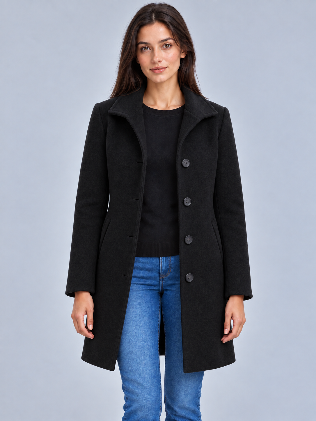 Grace | Women’s Button-Front Coat | Notched Collar Side Pockets Everyday Wear - black, image 13 - Glorysoul