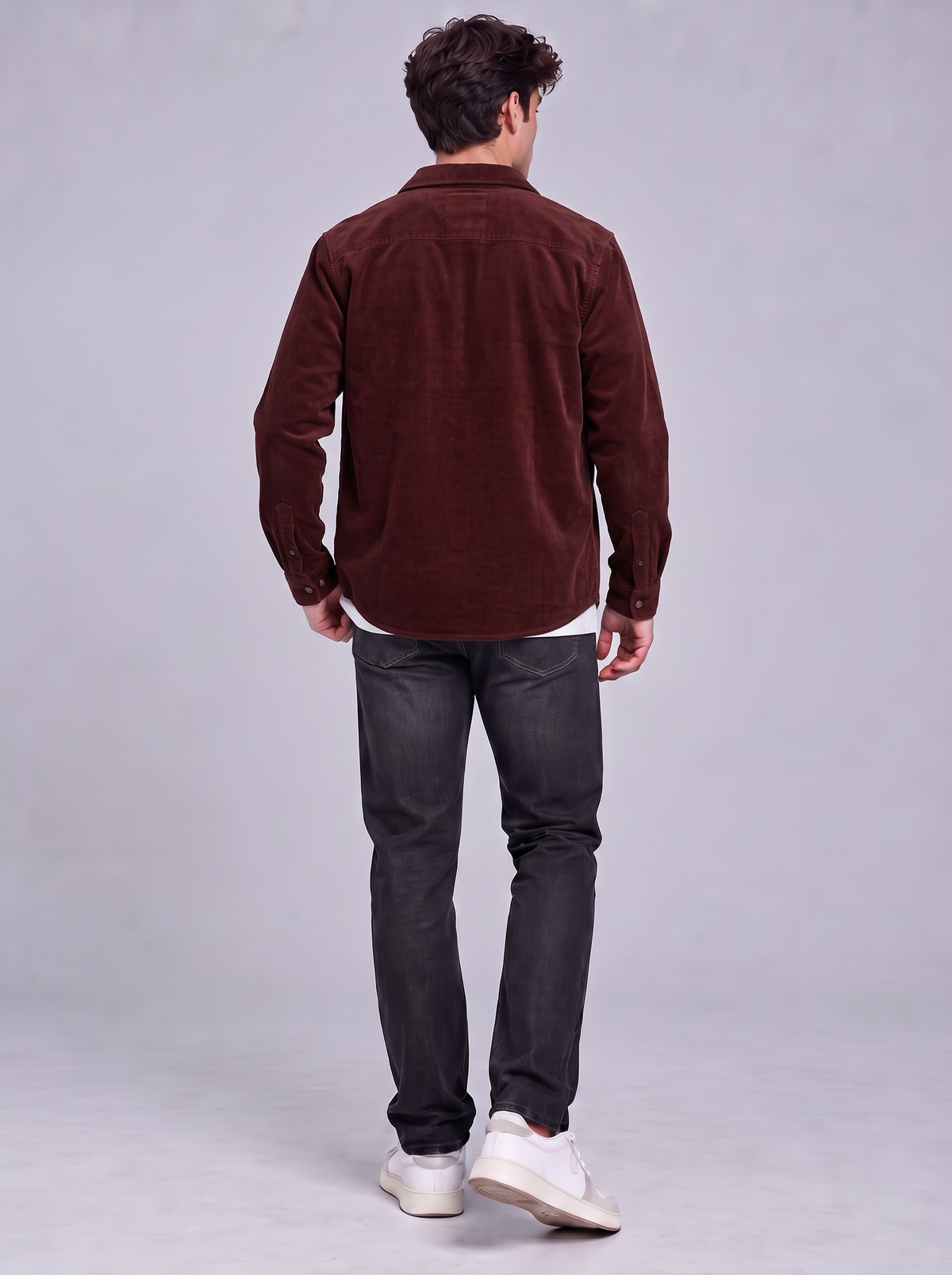 Harry | Men’s Button-Front Overshirt | Point Collar Chest Pockets Everyday Wear - dark red, image 16 - Glorysoul