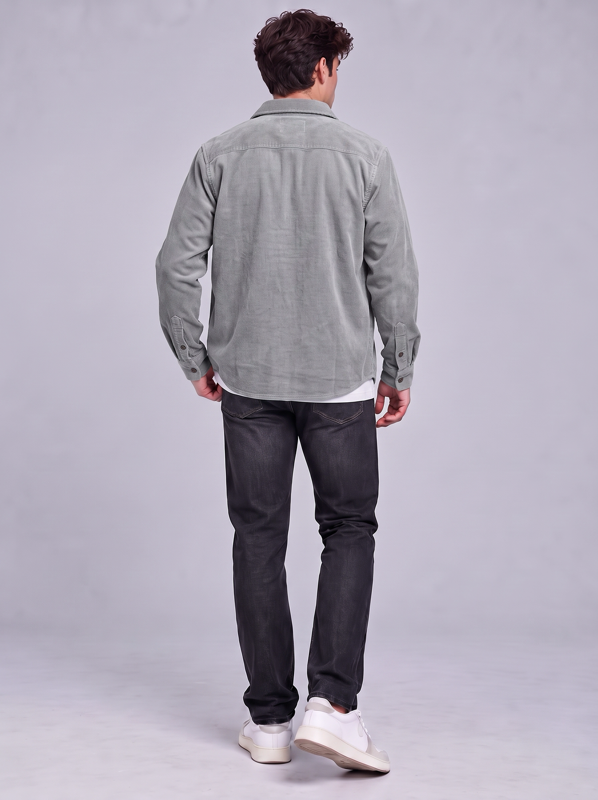Harry | Men’s Button-Front Overshirt | Point Collar Chest Pockets Everyday Wear - grey, image 08 - Glorysoul