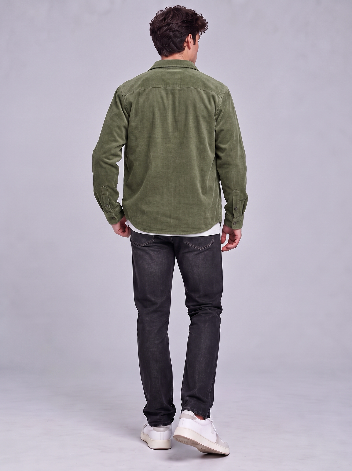 Harry | Men’s Button-Front Overshirt | Point Collar Chest Pockets Everyday Wear - military green, image 24 - Glorysoul