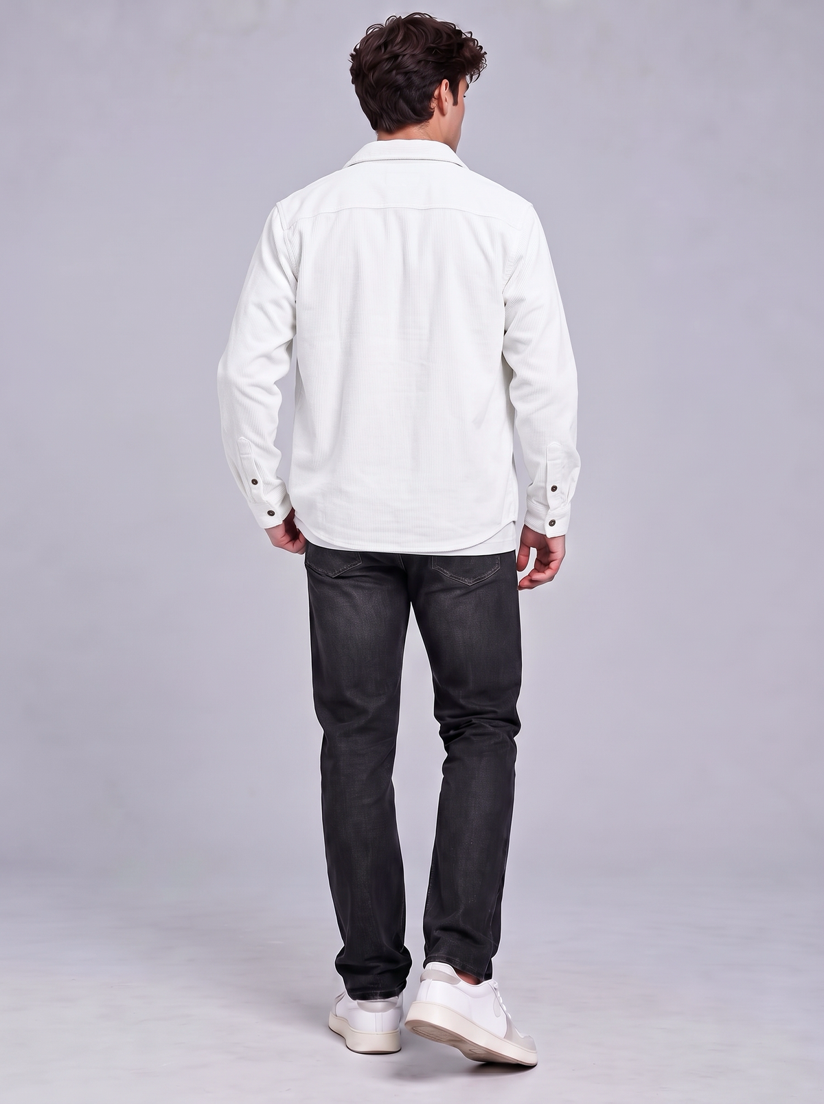 Harry | Men’s Button-Front Overshirt | Point Collar Chest Pockets Everyday Wear - white, image 20 - Glorysoul