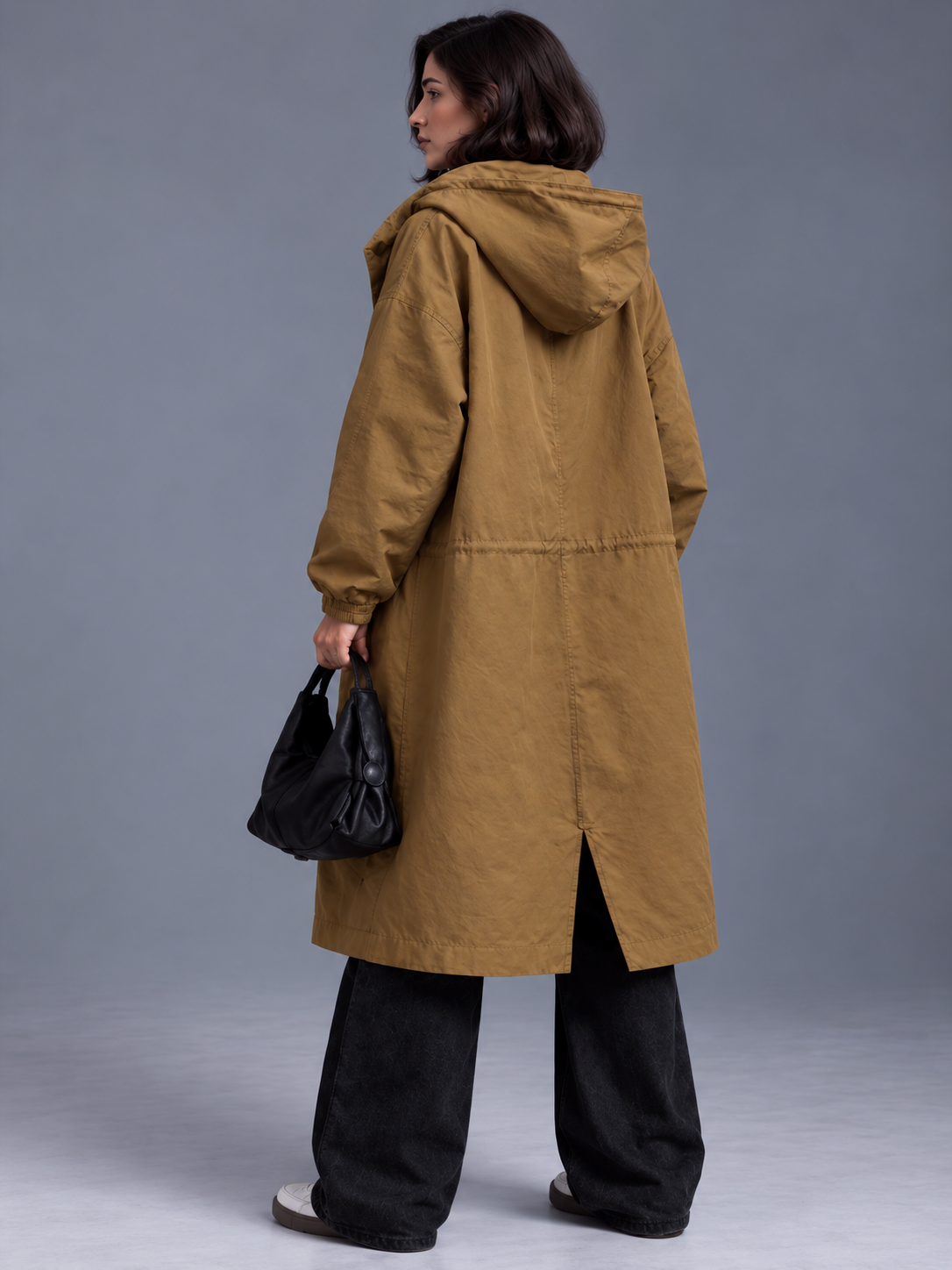 Lily | Women’s Hooded Button-Front Coat | Long Sleeves Side Pockets Everyday Wear - brown, model view, image 27 - Glorysoul