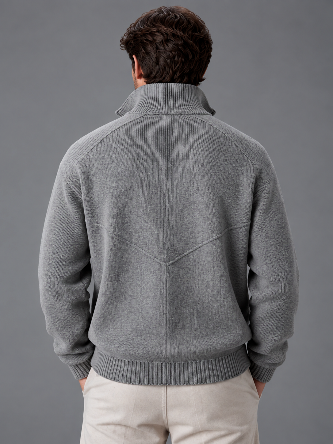 Noah | Men’s Zip-Up Cardigan | Stand Collar Side Pockets Everyday Wear - grey, image 06 - Glorysoul