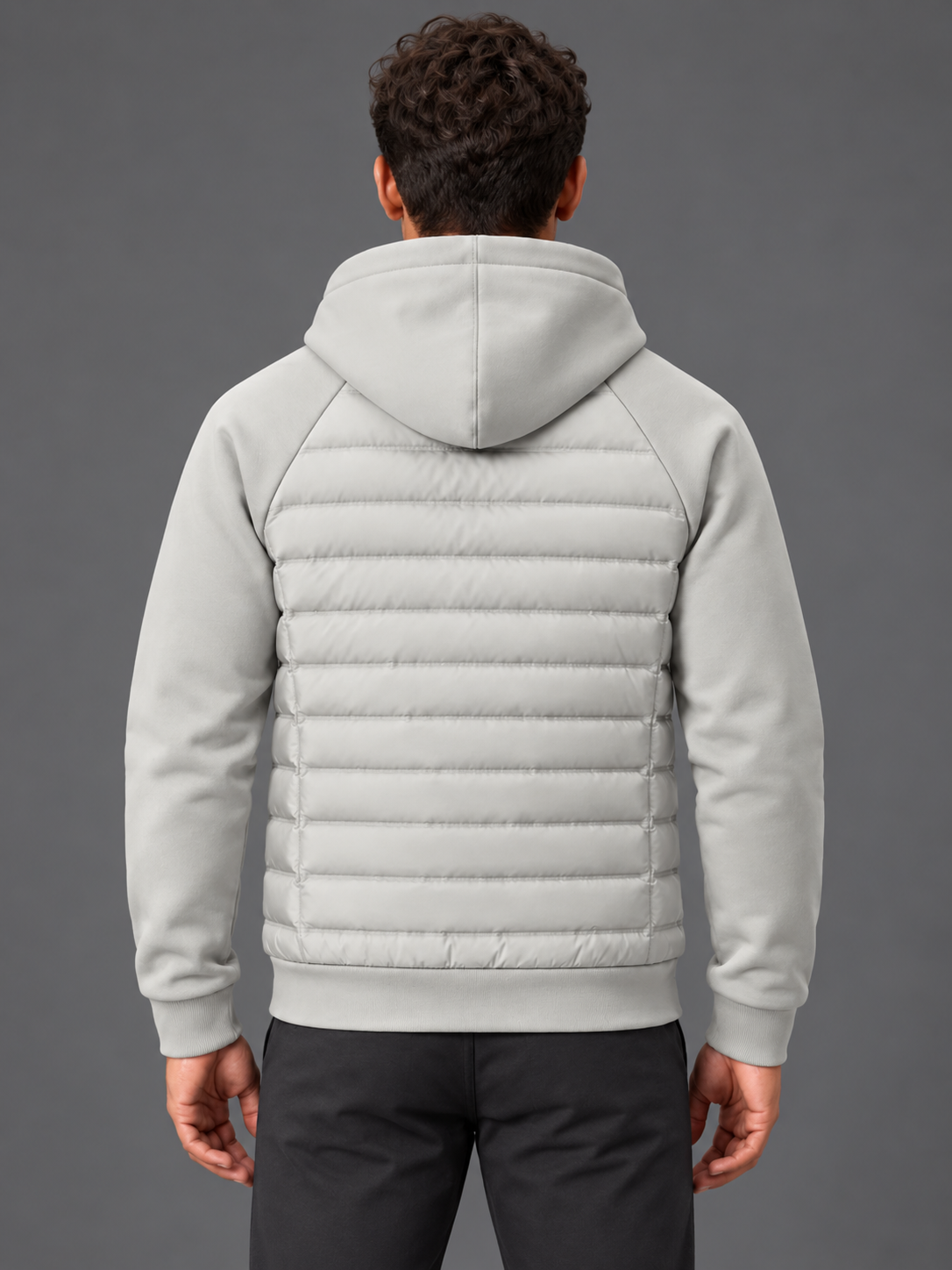 Oliver | Men’s Hooded Puffer Jacket | Front Zip Contrast Sleeves Everyday Wear - grey, image 06 - Glorysoul