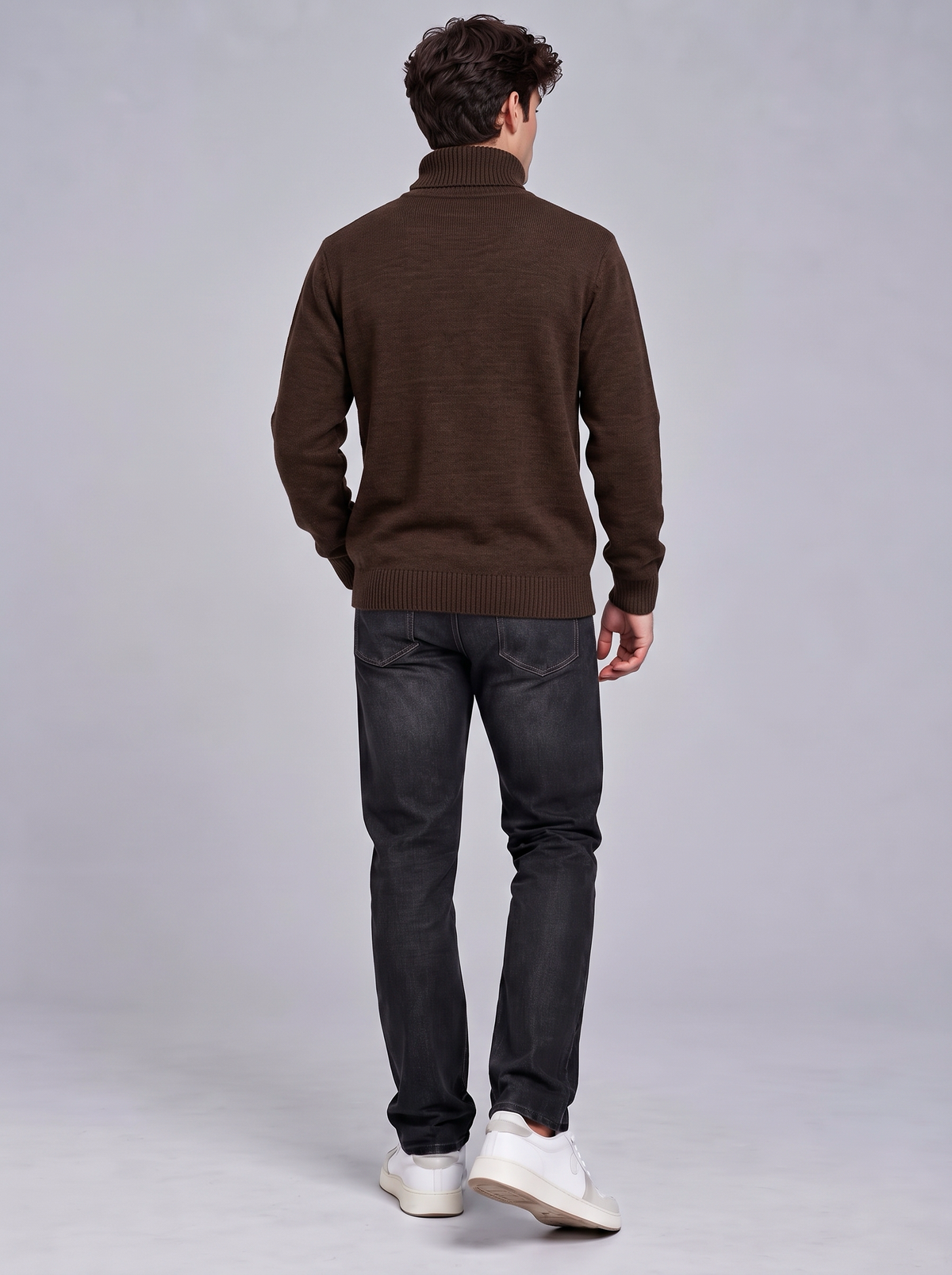 Oscar | Men’s Roll-Neck Jumper | Long Sleeves Ribbed Cuffs Everyday Wear - brown, image 23 - Glorysoul