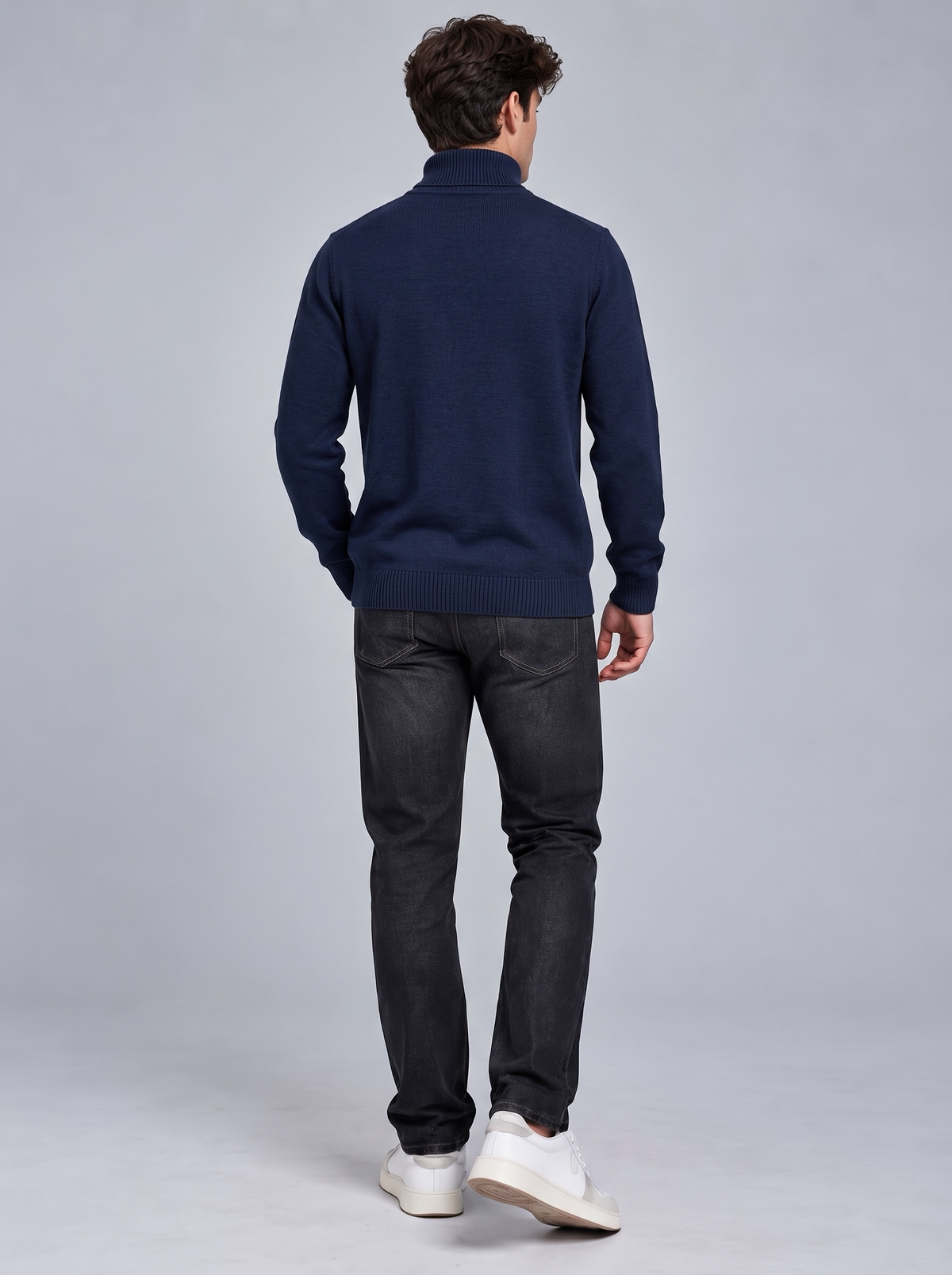 Oscar | Men’s Roll-Neck Jumper | Long Sleeves Ribbed Cuffs Everyday Wear - navy, image 07 - Glorysoul