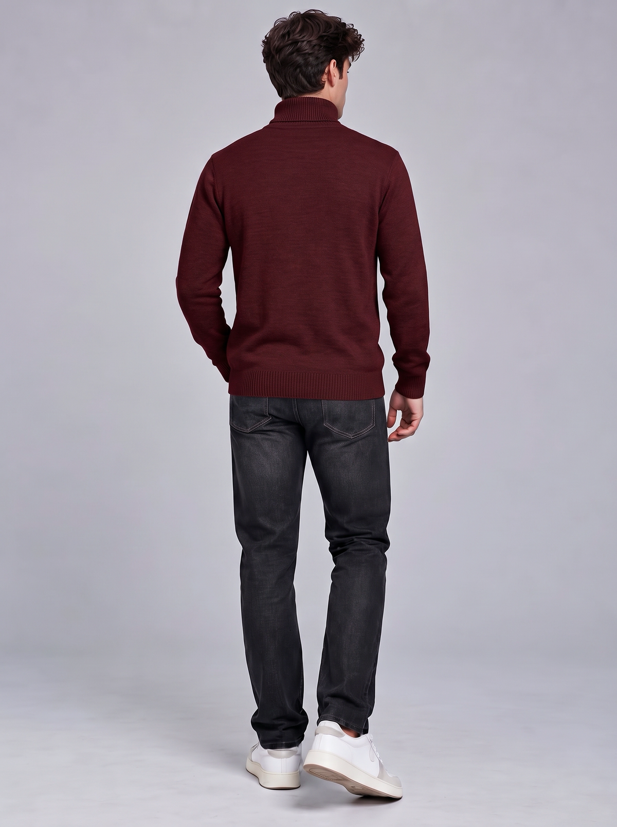 Oscar | Men’s Roll-Neck Jumper | Long Sleeves Ribbed Cuffs Everyday Wear - red, image 11 - Glorysoul