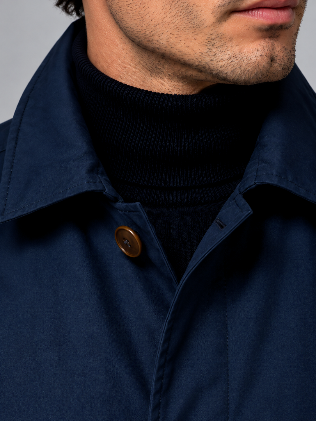 William | Men’s Button-Front Coat | Point Collar Side Pockets Everyday Wear - navy, model view, image 09 - Glorysoul