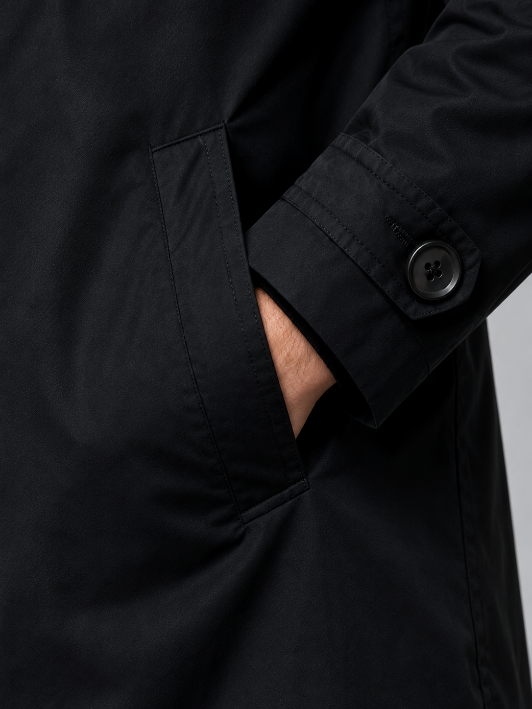 William | Men’s Button-Front Coat | Point Collar Side Pockets Everyday Wear - black, model view, image 15 - Glorysoul